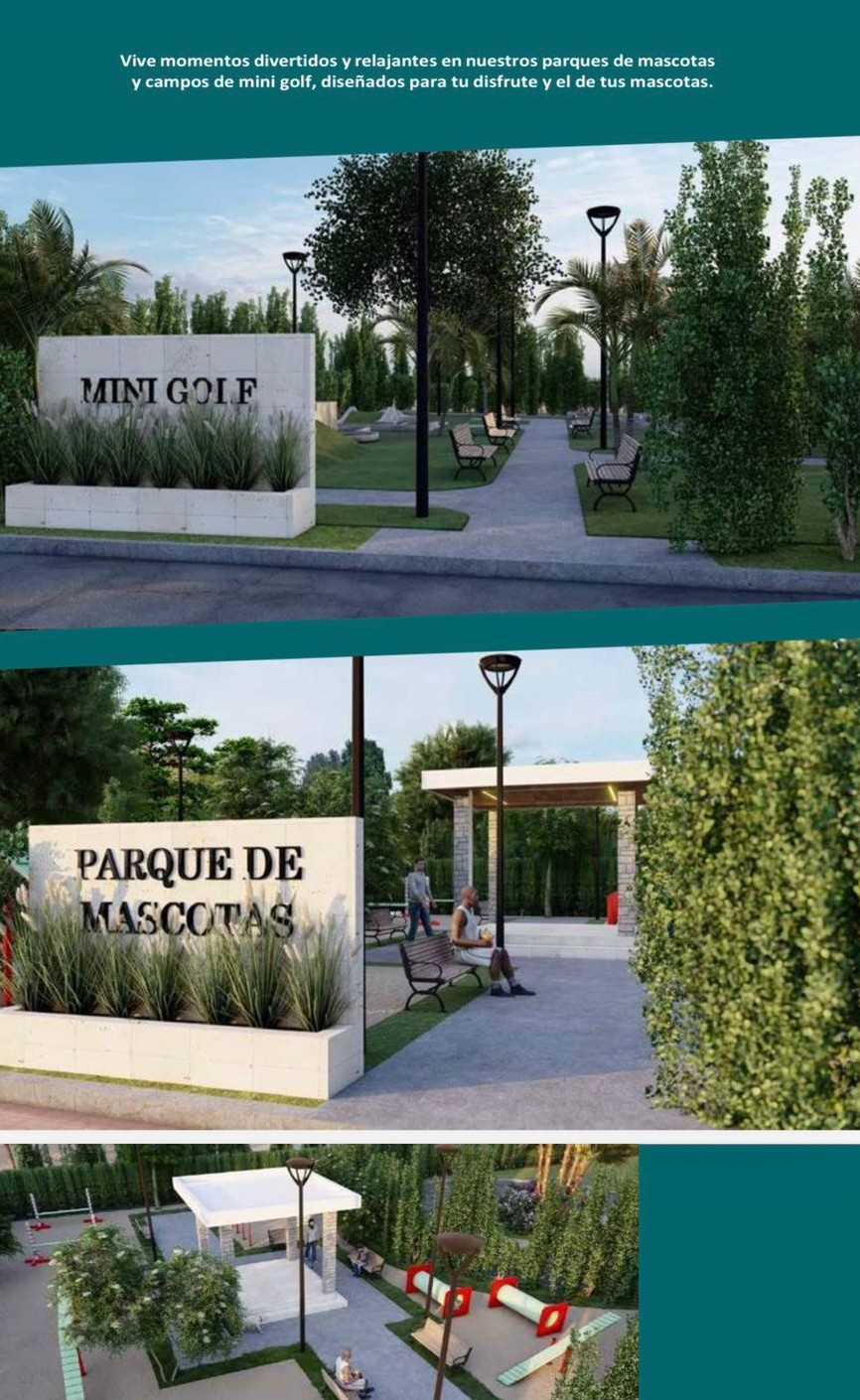 Amenidades del residencial: mini golf y parque de mascotas
