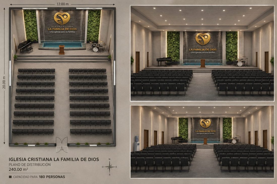 Render del nuevo templo — vista 2